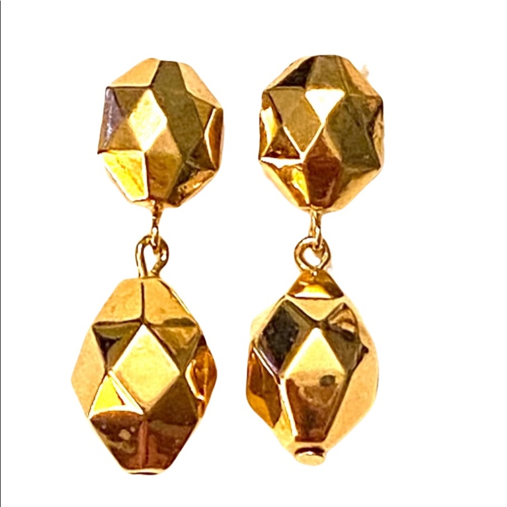 AVON Faceted Gold Dangle Earrings Vintage